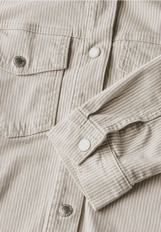 Gestreiftes Denim Overshirt mit Brusttaschen