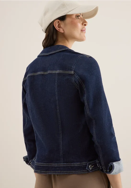 Klassische Damen Jeansjacke mit dunkler Waschung
