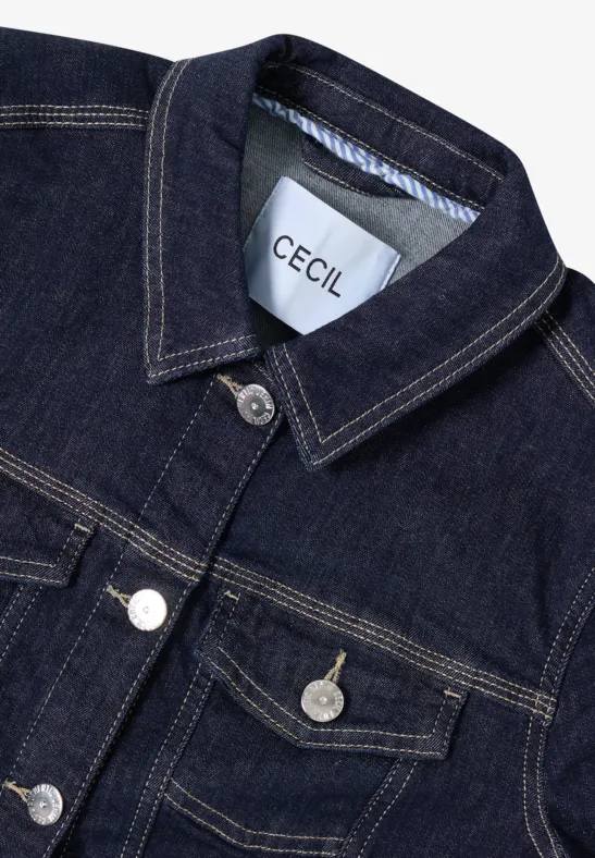Klassische Damen Jeansjacke mit dunkler Waschung