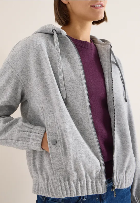 Lässige Jacke mit Kapuze aus Wollmischung