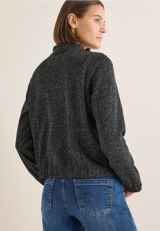 Strukturierte, kurze Blousonjacke mit Stehkragen