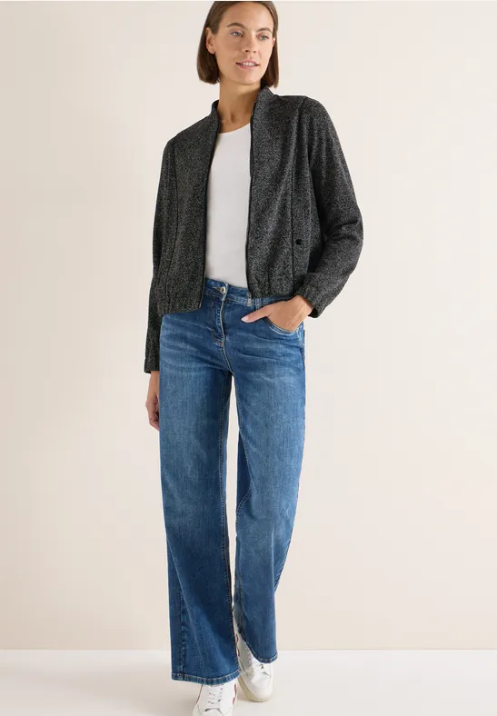 Strukturierte, kurze Blousonjacke mit Stehkragen