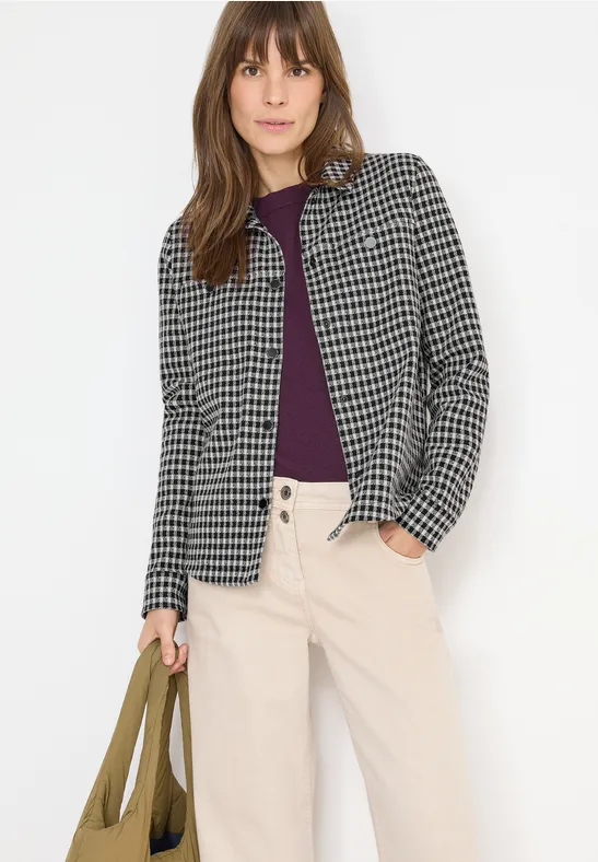 Damen Jacquard Karo Hemdjacke