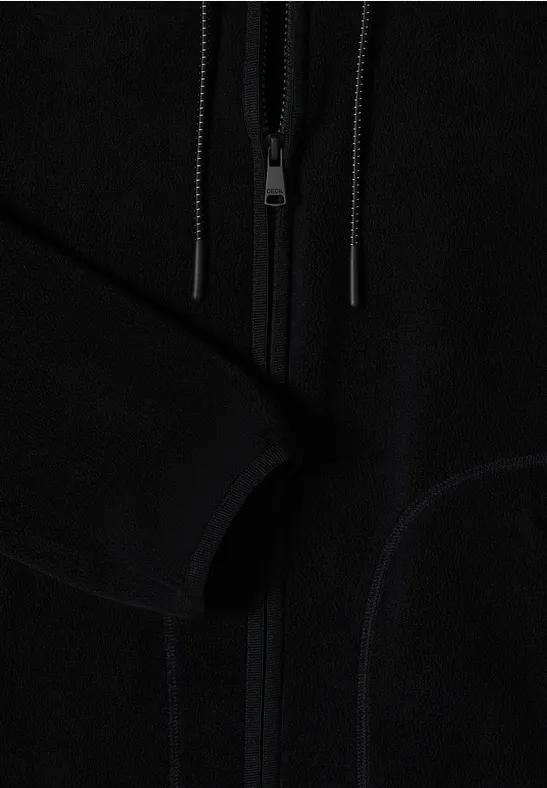 Fleecejacke mit Kapuze und Softshell-Akzenten