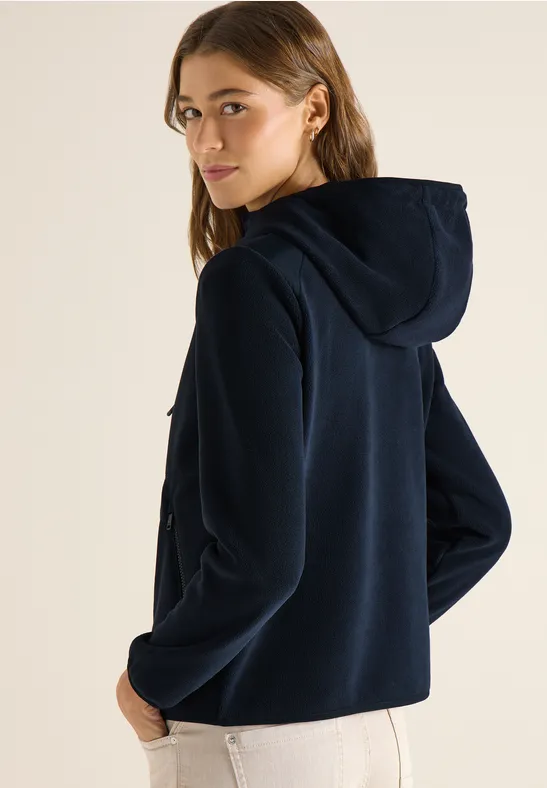 Lässige Fleece-Kapuzenjacke mit Reißverschluss