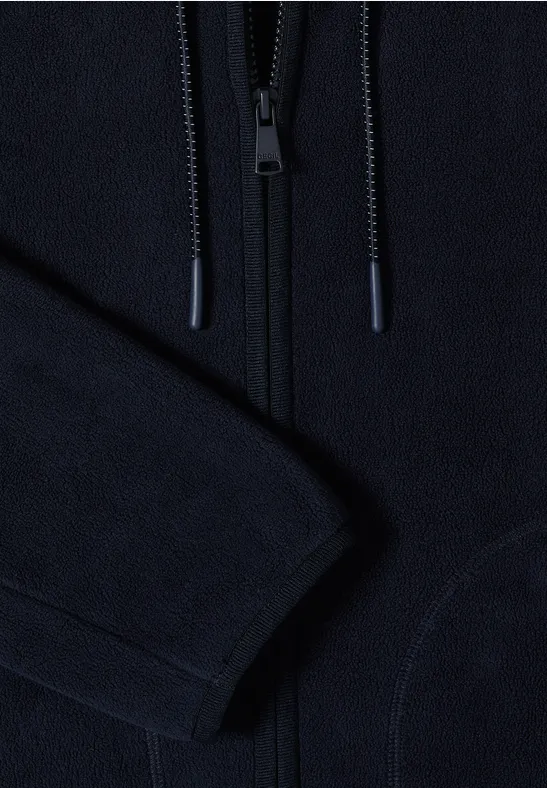 Lässige Fleece-Kapuzenjacke mit Reißverschluss