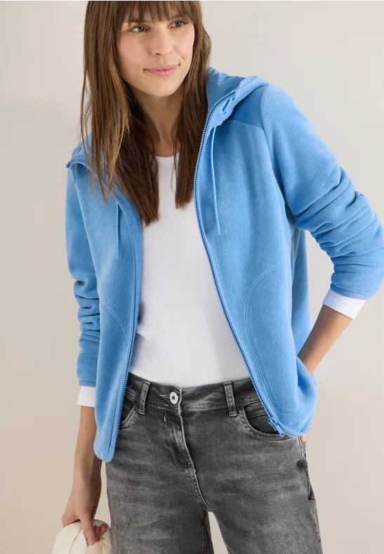 Lässige Fleece-Kapuzenjacke mit Reißverschluss