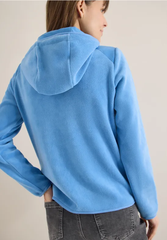 Lässige Fleece-Kapuzenjacke mit Reißverschluss