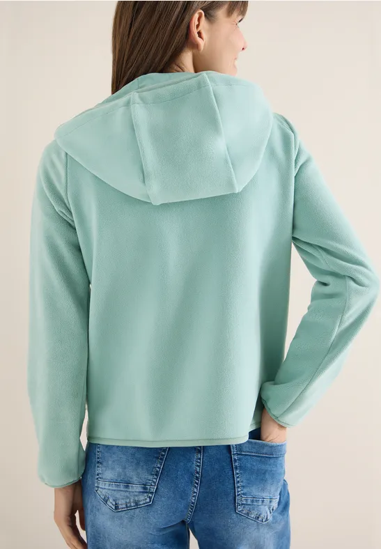 Fleecejacke mit Kapuze und Softshell-Details