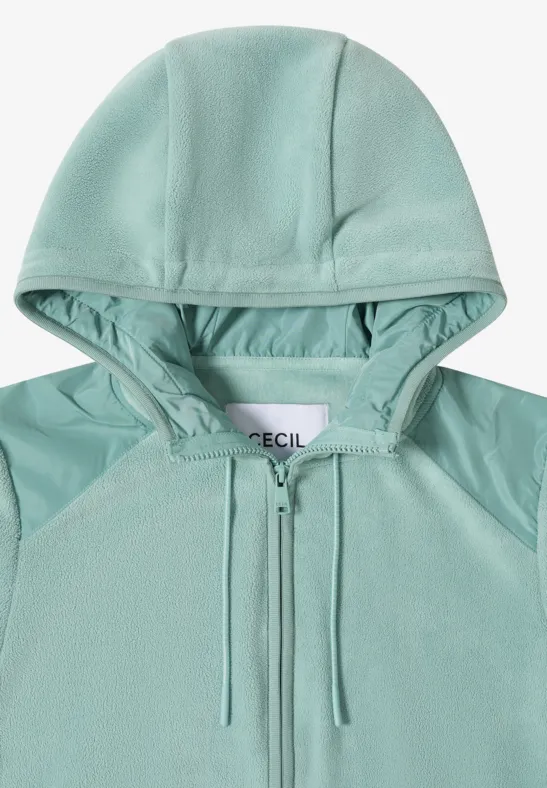 Fleecejacke mit Kapuze und Softshell-Details