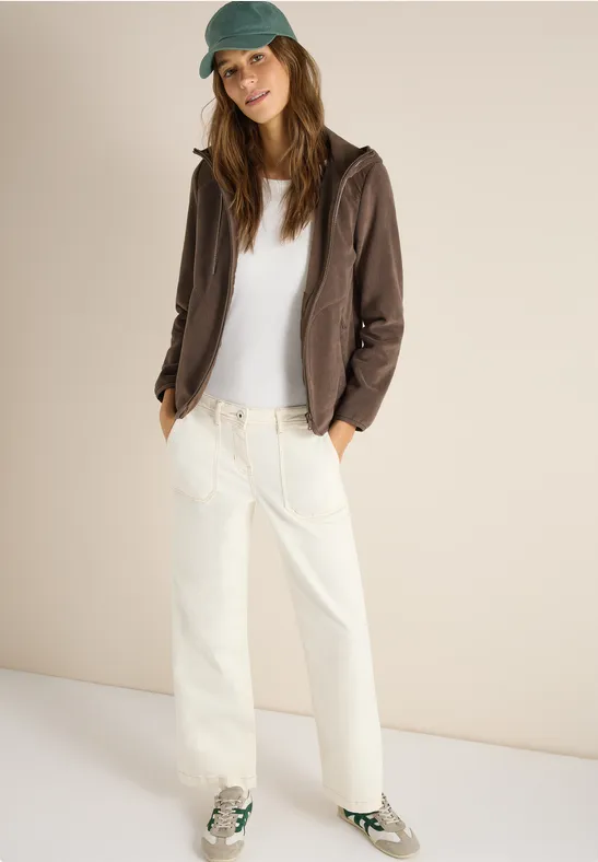 Fleecejacke mit Kapuze und Reißverschluss für Damen