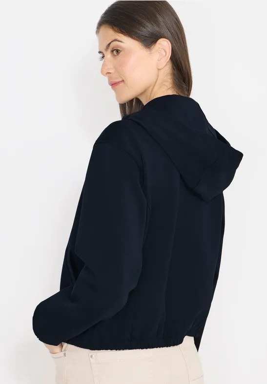 Navy Blouson Jacke mit Reißverschluss und Kapuze