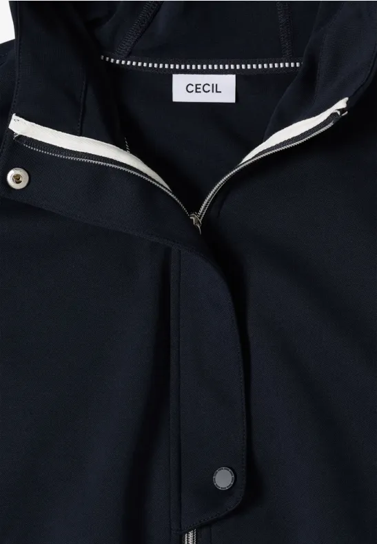 Navy Blouson Jacke mit Reißverschluss und Kapuze