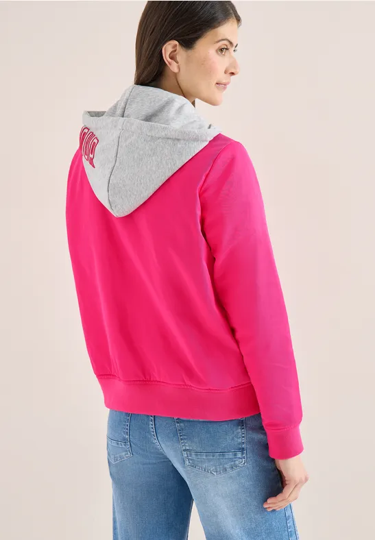 Lässige Blouson Jacke mit Kapuze und Reißverschluss
