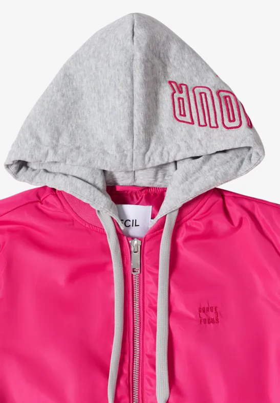 Lässige Blouson Jacke mit Kapuze und Reißverschluss