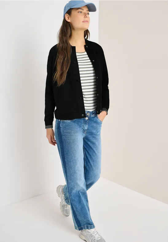 Lässige schwarze Blousonjacke im College-Stil