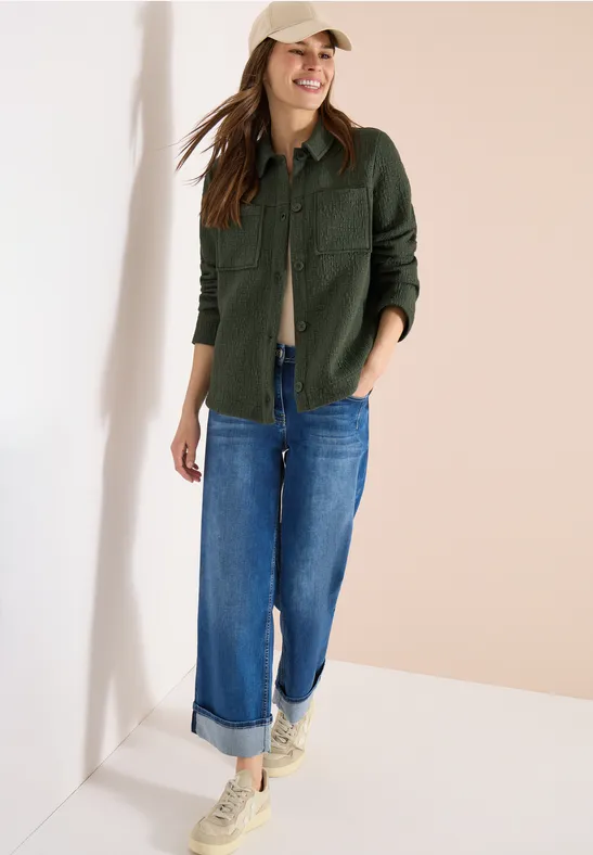 Strukturiertes Overshirt mit Knöpfen und Taschen