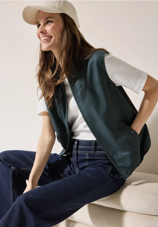 Lässige Damen Blouson Weste mit Reißverschluss