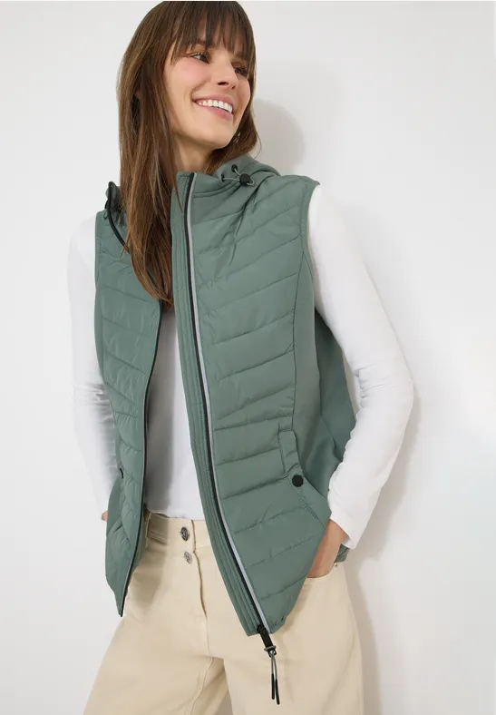 Gesteppte Kapuzen-Softshell-Weste