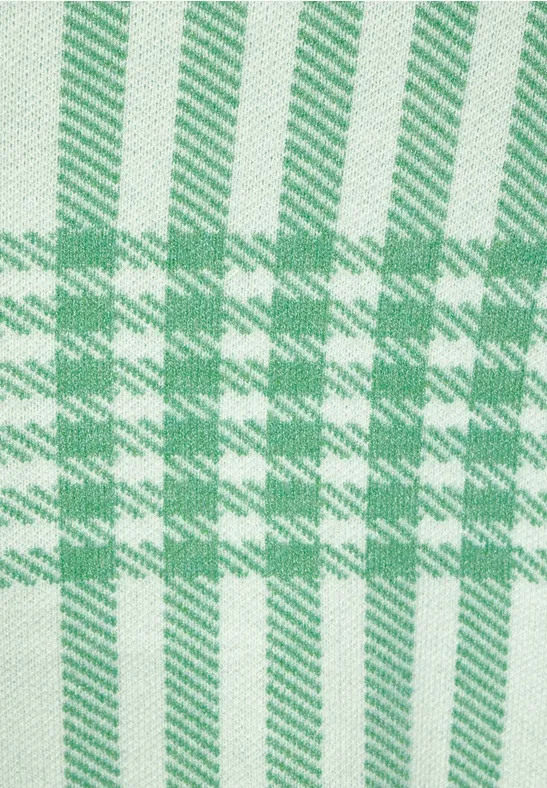 Grüne karierte Feinstrickjacke