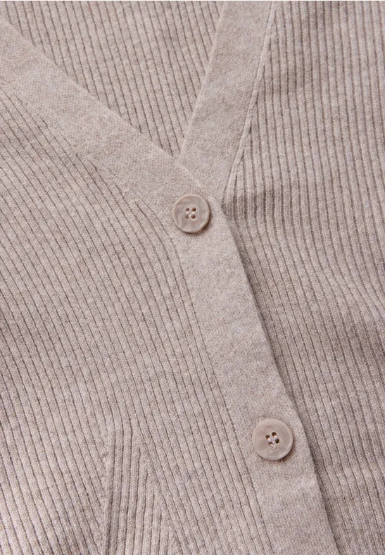 Strickjacke mit Rippenmuster und V-Ausschnitt