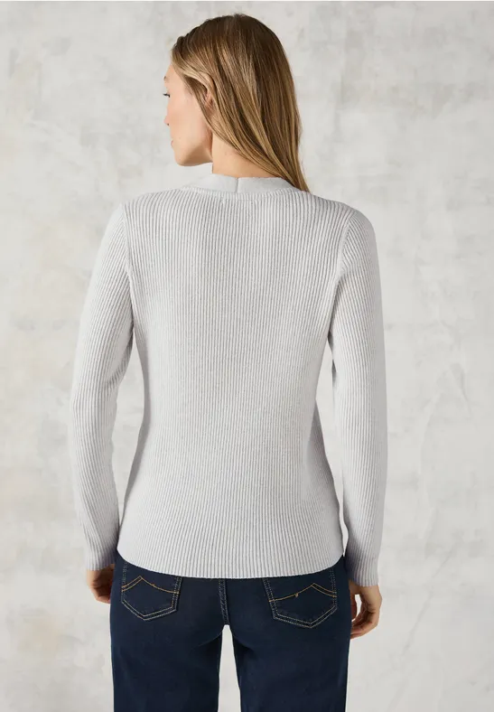 Gerippte Strickjacke mit Knopfleiste
