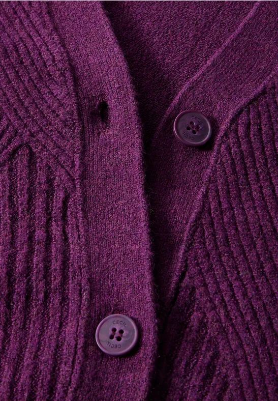 Strickjacke mit Rippenmuster und V-Ausschnitt