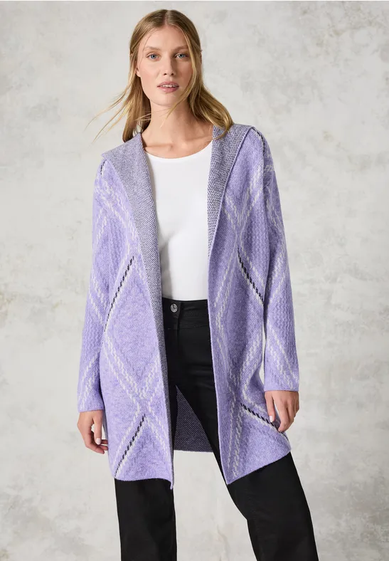 Offener Strickcardigan mit Kapuze