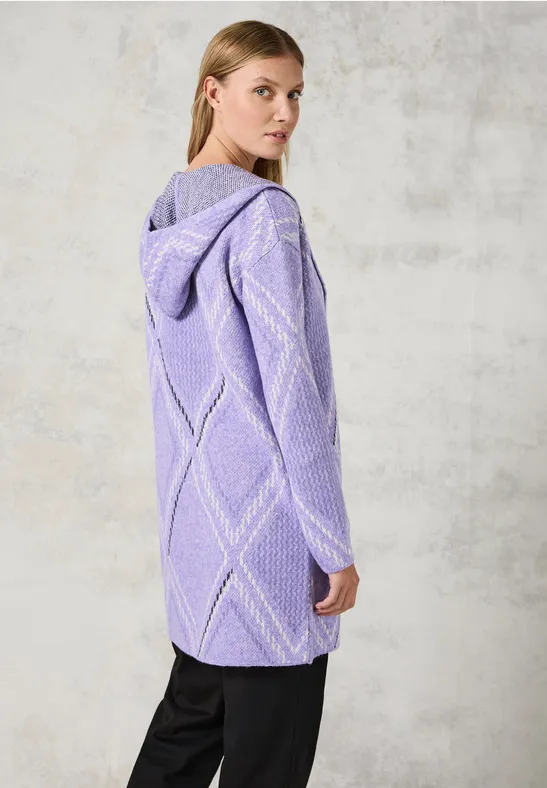Offener Strickcardigan mit Kapuze