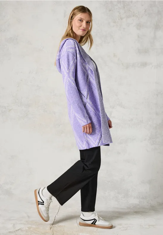 Offener Strickcardigan mit Kapuze