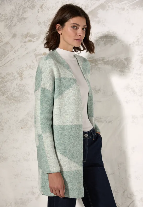 Gemusterter Cardigan mit offener Front