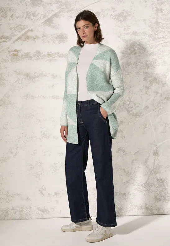 Gemusterter Cardigan mit offener Front
