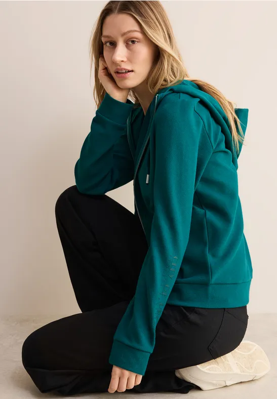 Sweatshirt-Jacke mit Kapuze und Reißverschluss