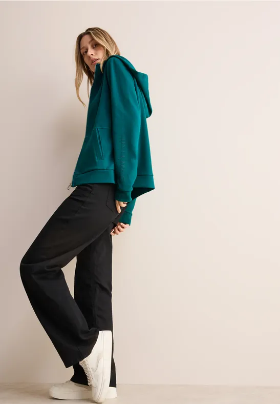 Sweatshirt-Jacke mit Kapuze und Reißverschluss
