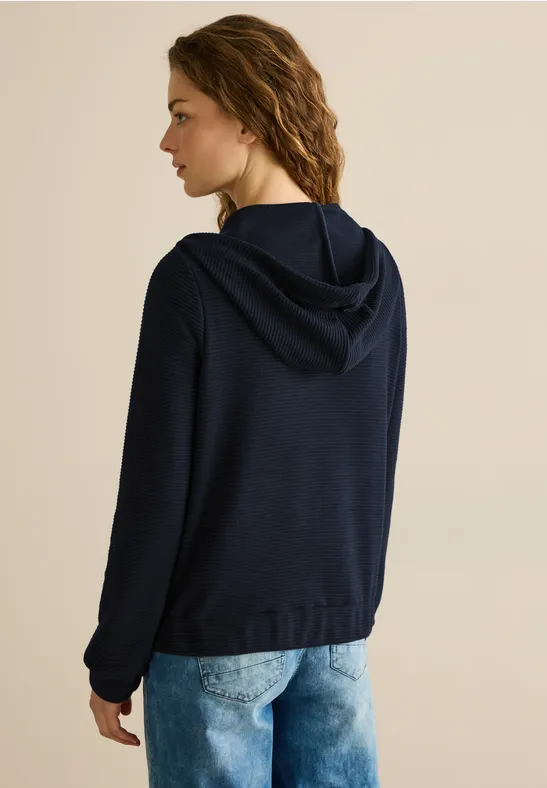 Strukturierte Strick-Sweatjacke mit Reißverschluss