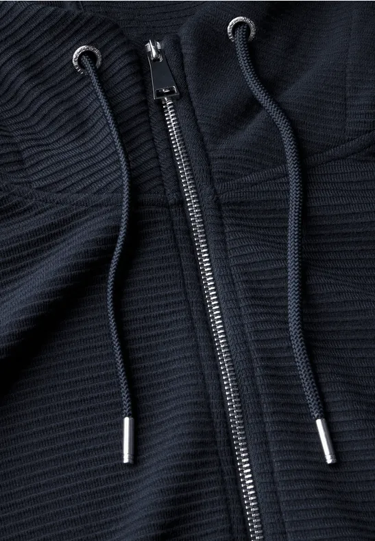 Strukturierte Strick-Sweatjacke mit Reißverschluss