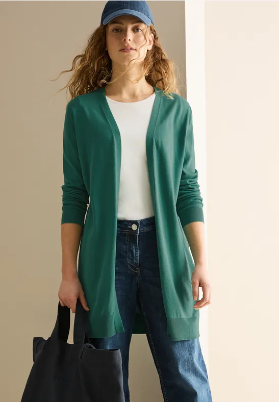 Offene, lange Strickjacke