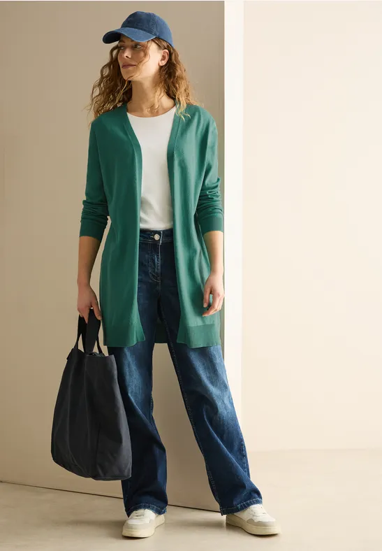 Offene, lange Strickjacke