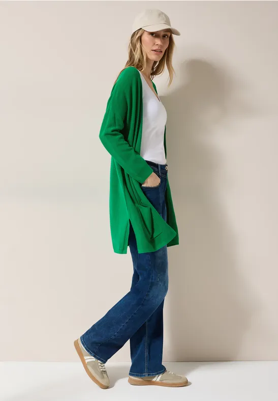 Offene Feinstrick Strickjacke