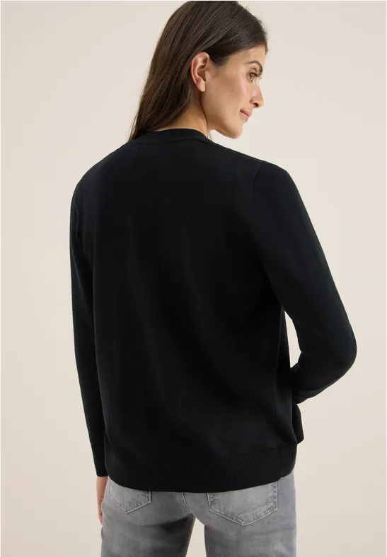 Damen V-Ausschnitt Strickjacke mit Knopfleiste