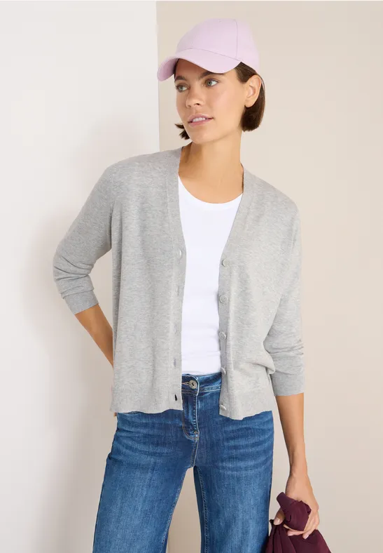 Strickjacke mit V-Ausschnitt und Knöpfen