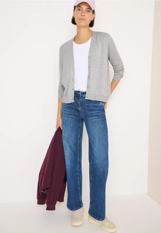 Strickjacke mit V-Ausschnitt und Knöpfen