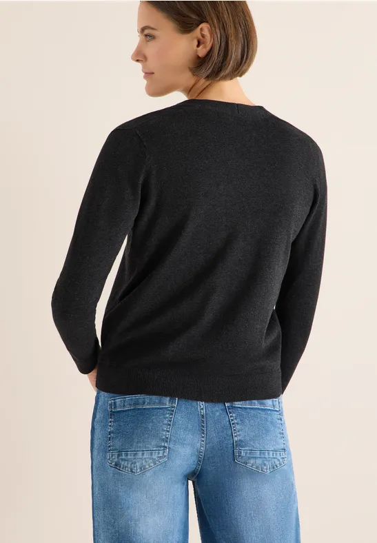 Strickjacke mit V-Ausschnitt und Knöpfen