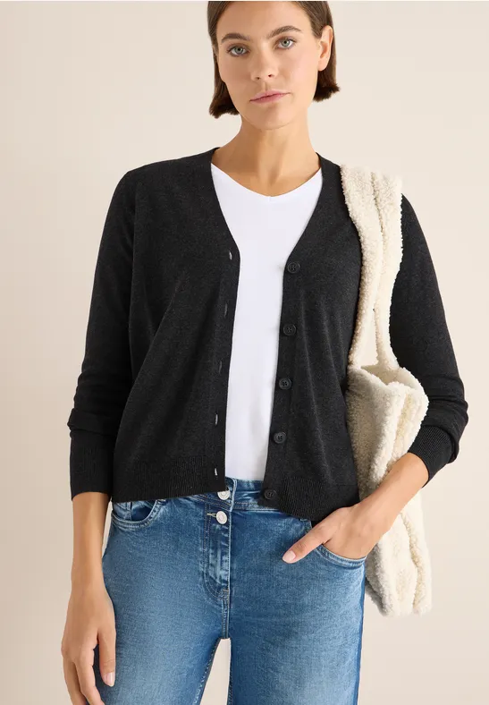 Strickjacke mit V-Ausschnitt und Knöpfen