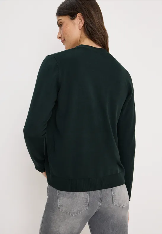 Damen V-Ausschnitt Strickjacke mit Knopfleiste