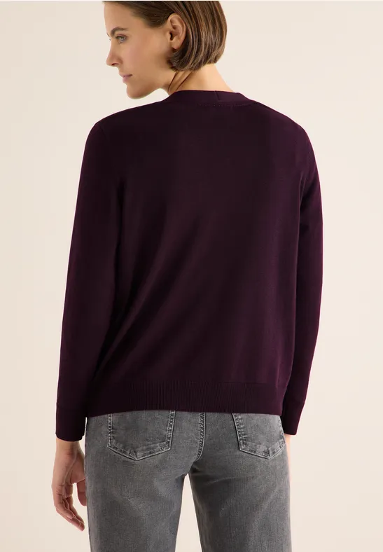 Damen V-Ausschnitt Strickjacke mit Knopfleiste