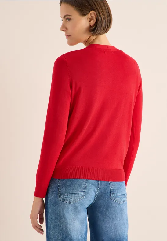 Damen V-Ausschnitt Strickjacke mit Knopfleiste