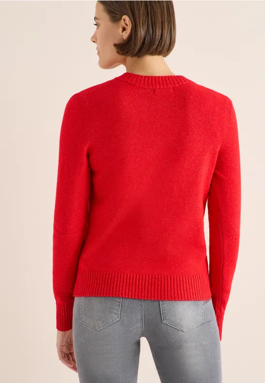 Rote Strickjacke mit Reißverschluss