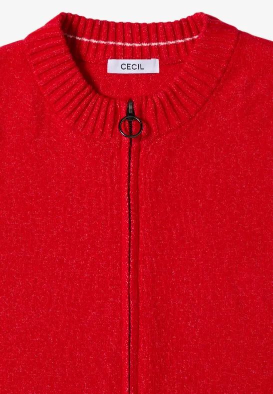Rote Strickjacke mit Reißverschluss