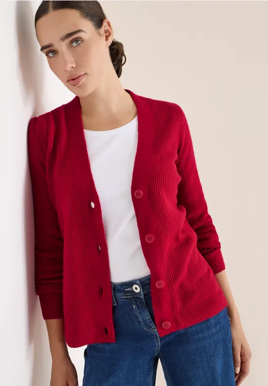 Strickjacke aus gerippter Baumwolle